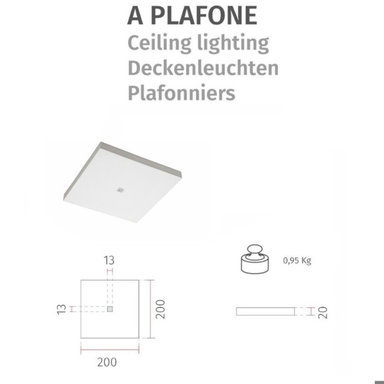 Plafoniera quadrata  11w 4000k in gesso cristaly verniciabile