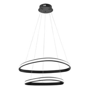 Lampadario camera da letto nero cerchi led 48w 3000k