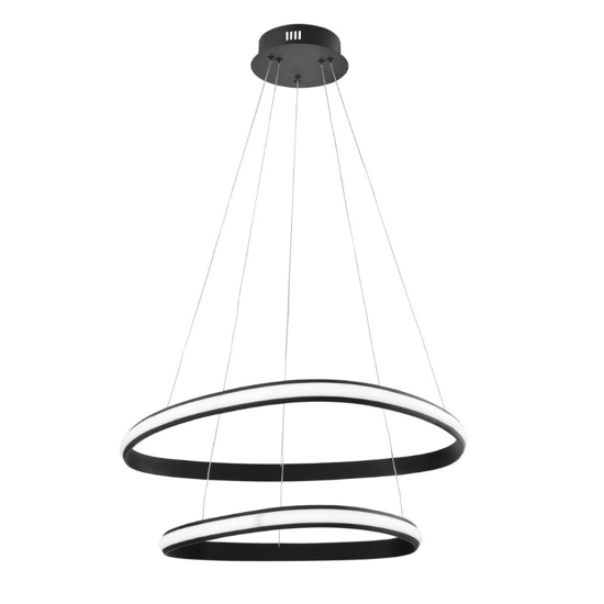 Lampadario camera da letto nero cerchi led 48w 3000k