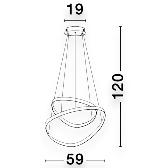 Lampadario camera da letto nero cerchi led 48w 3000k