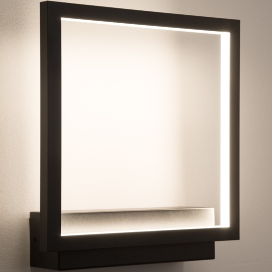 Applique led quadrato 18w 3000k nero moderna design