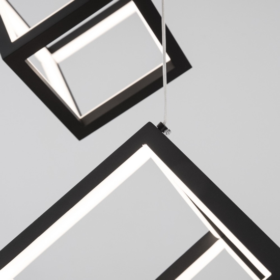 Lampadario design moderno nero cubi luminosi per soggiorno