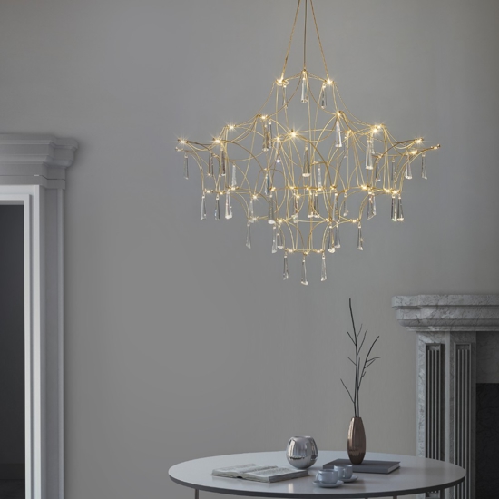 Lampadario di cristallo classico design oro per salone soggiorno