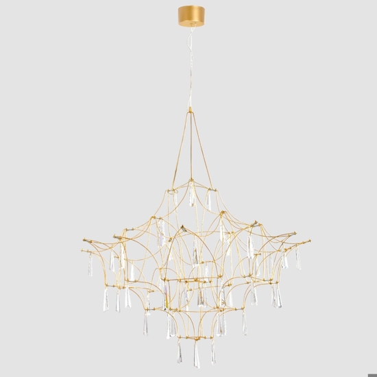 Lampadario di cristallo classico design oro per salone soggiorno