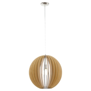 Lampadario moderno design sfera effetto legno