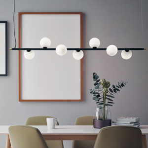 Miloox pomi sforzin lampadario moderno nero sfere vetro bianco