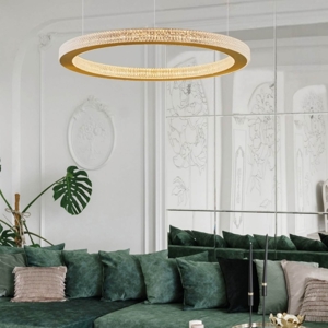 Sospensione elegance anello oro led dimmerabile 60w 3000k