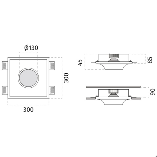 Portafaretto rotondo in gesso cristaly 6w 3000k da incasso a soffitto ip44