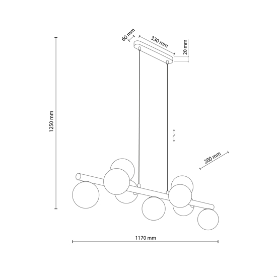 Lampadario moderno di legno noce per soggiorno sfere vetro bianco