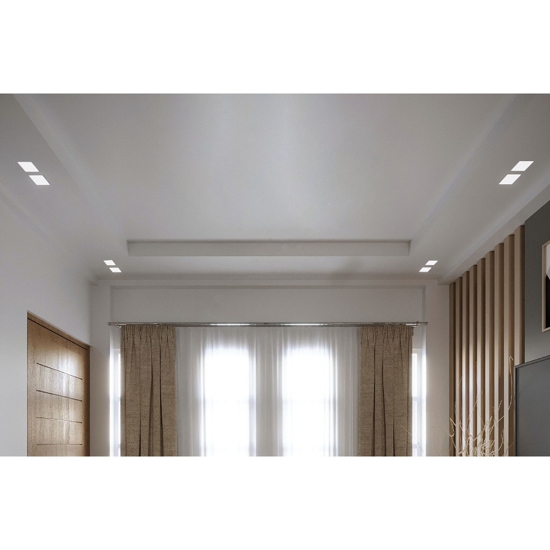 Portafaro di gesso cristaly 2 luci quadrati da incasso a parete soffitto 13.5w 3000k