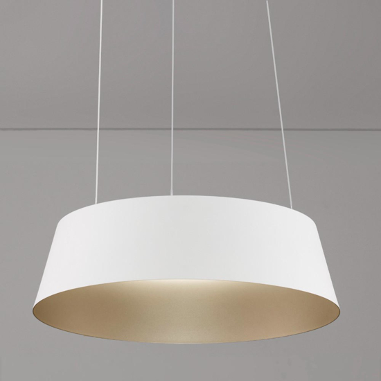 Lampadario cono rovesciato bianco oro led dimmerabile per cucina