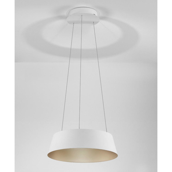 Lampadario cono rovesciato bianco oro led dimmerabile per cucina