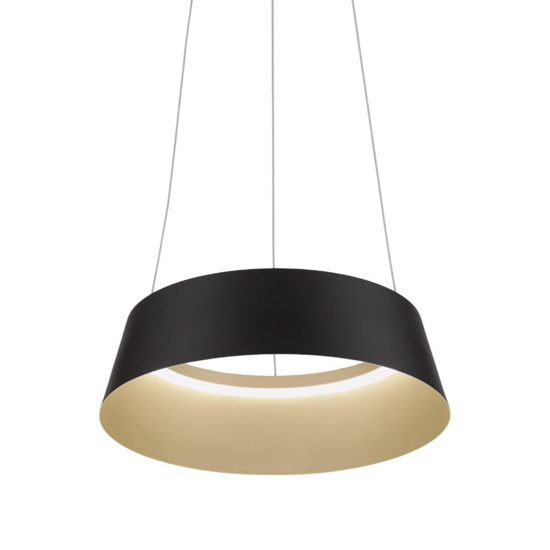 Lampadario led dimmerabile cono rovesciato nero oro per cucina moderna