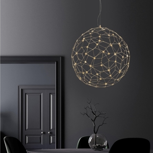 Lampadario sfera sole oro per soggiorno design moderno