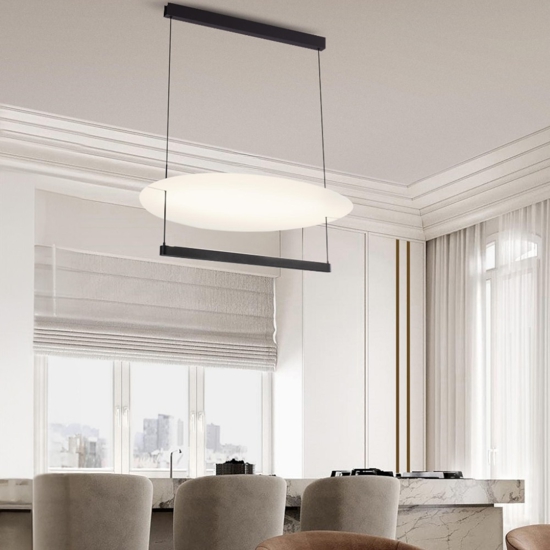 Lampadario per sala moderna nero led 55w dimmerabile 3000k