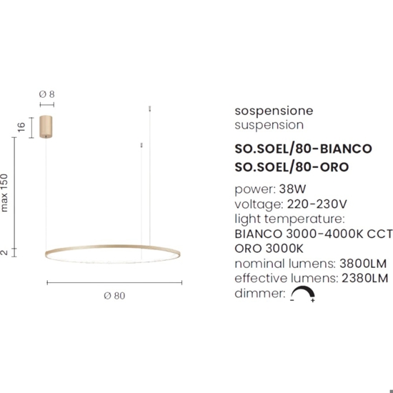 So soel 80 bianco ondaluce lampadario cerchio led moderno