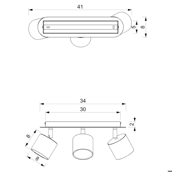 Plafoniera con 3 faretti led nera luci orientabili