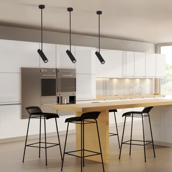 Faretto led con asta da soffitto nero orientabile gu10