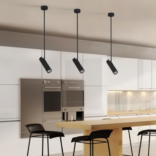 Faretto led con asta da soffitto nero orientabile gu10