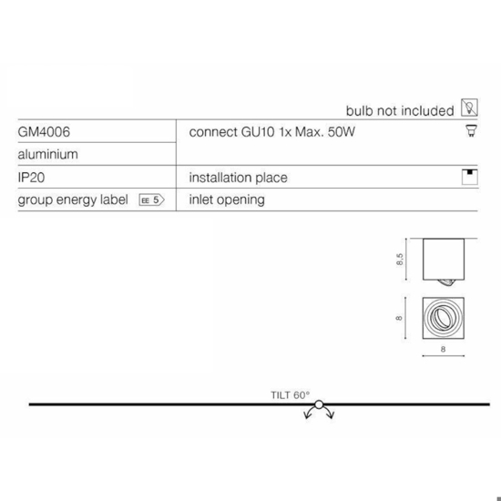 Faretto spot led da soffitto quadrato cromato orientabile