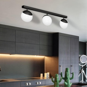 Plafoniera lampada nera da soffitto 3 luci led sferici orientabili