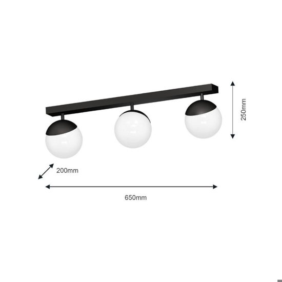 Plafoniera lampada nera da soffitto 3 luci led sferici orientabili