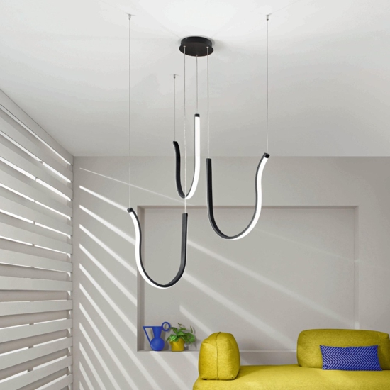 Ondaluce arqua so 3 nero lampadario design moderno led