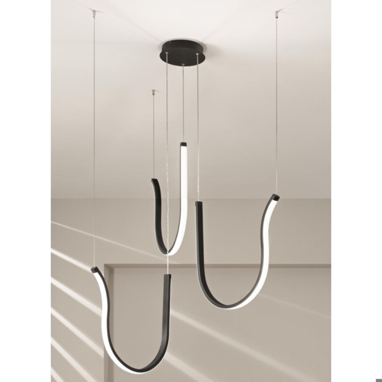 Ondaluce arqua so 3 nero lampadario design moderno led