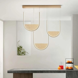 Ondaluce lotus 3r oro lampadario led moderno vetro ambra