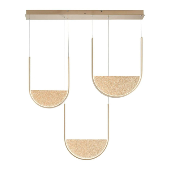 Ondaluce lotus 3r oro lampadario led sospensione vetro ambra