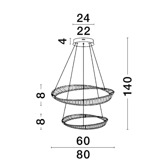 Lampadario led a sospensione oro di cristallo per salone