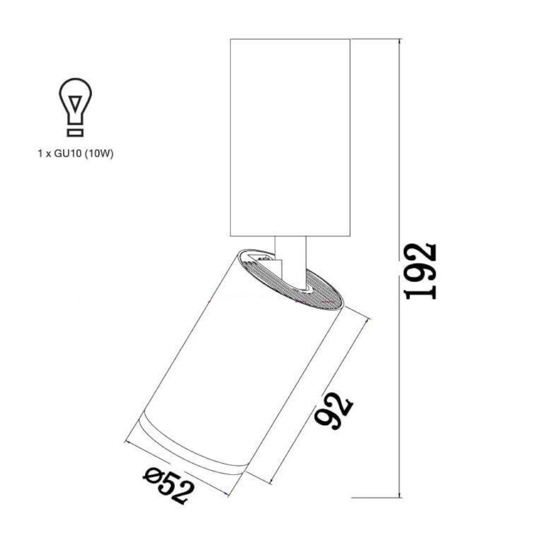 Faretto da soffitto orientabile nero cilindro gu10