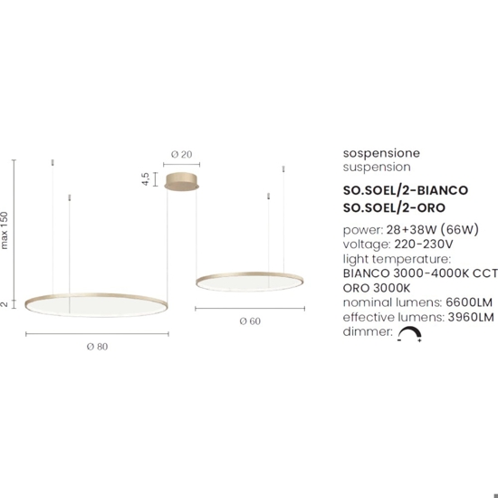 Ondauce so soel 2 oro lampadario moderno cerchi led