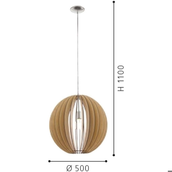 Lampadario moderno design sfera effetto legno