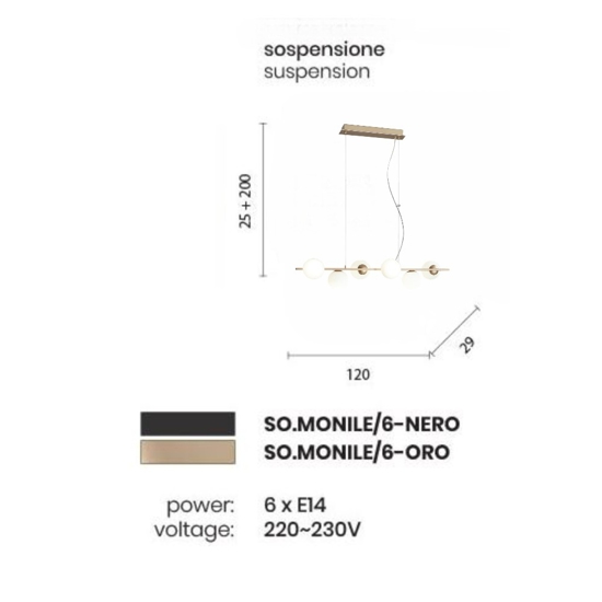 Ondaluce monile lampadario oro per soggiorno 6 luci moderno