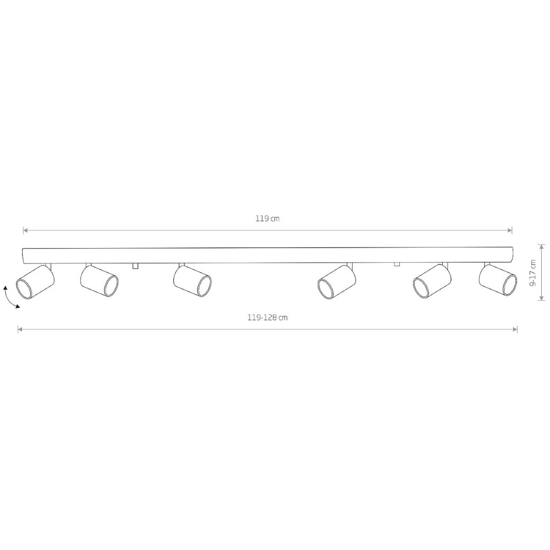 Plafoniera binario grigio led con 6 faretti orientabili