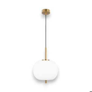 Lampadario sospensione oro vetro sfera bianco