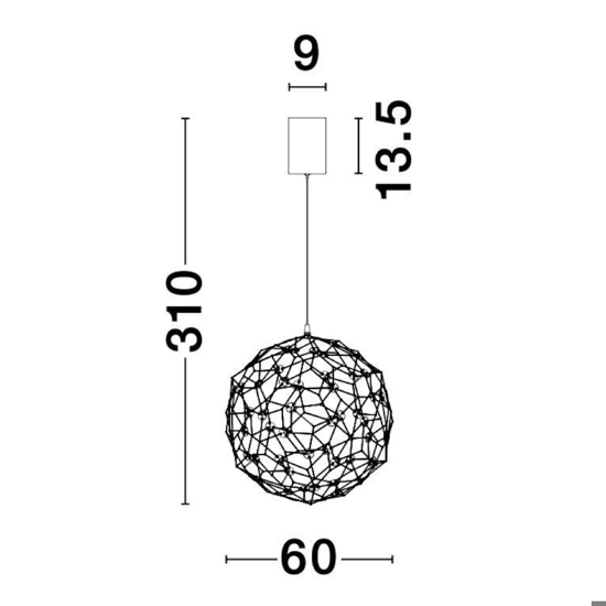 Lampadario a sospensione sfera oro led 22w 3000k per salotto