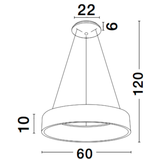 Lampadario cerchio 60cm sospensione led 3000k marrone