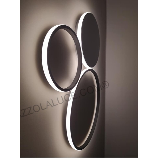 Plafoniera led 42w 3000k ondaluce pl pois silver pc design moderna