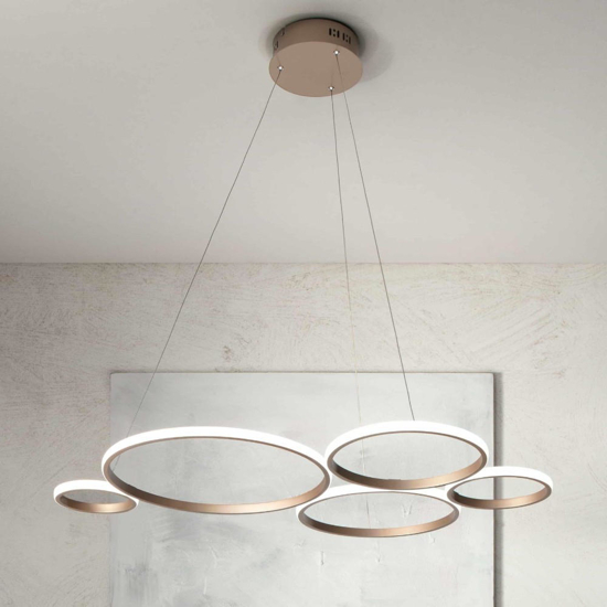 Lampadario design moderno so pois ondaluce oro led 60w 4000k