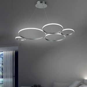 Lampadario moderno so pois ondaluce silver led 60w 4000k