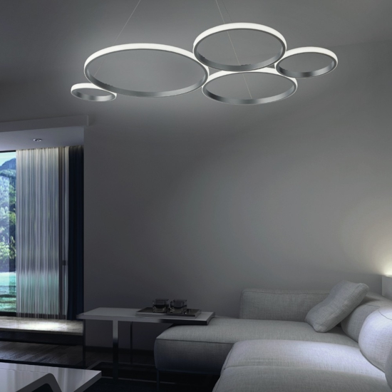 Lampadario ondaluce so pois silver led 60w 3000k moderno