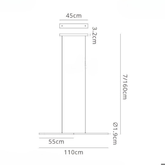 Lampadario led sospensione nero 21w 3000k da scrivania ufficio