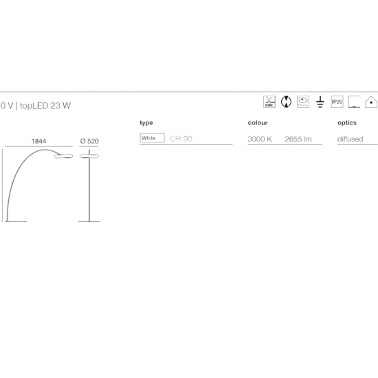 Mr magoo stilnovo lampada arco led 23w 3000k design moderna