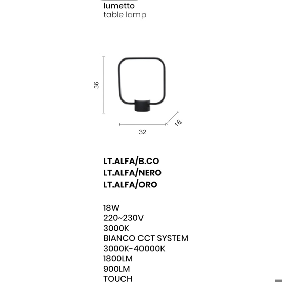 Ondaluce lt alfa abat jour da comodino bianco led design moderna