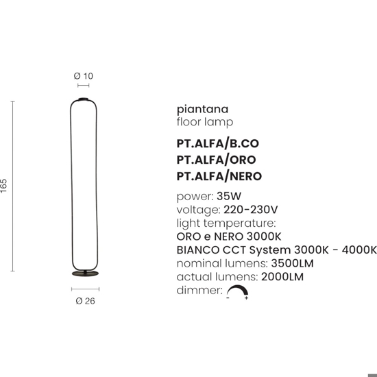 Ondaluce pt alfa bianco piantana moderna led design