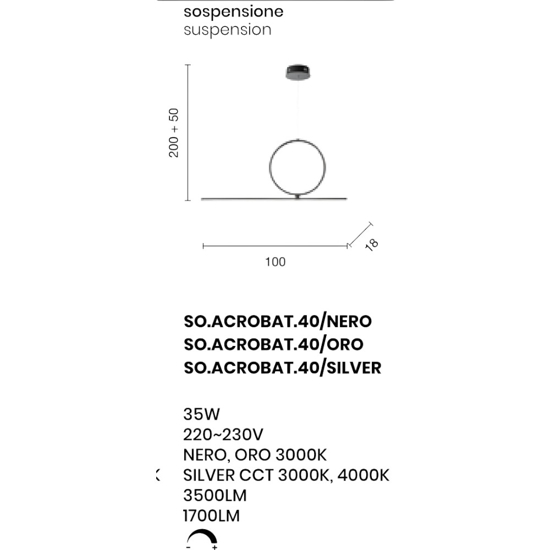 Lampadario so acrobat 40 oro led 3000k ondaluce design