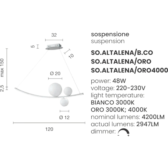 So altalena bianco ondaluce lampadario design moderno led 4000k