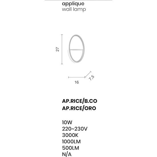 Ondaluce ap rice bianco applique led  design moderna